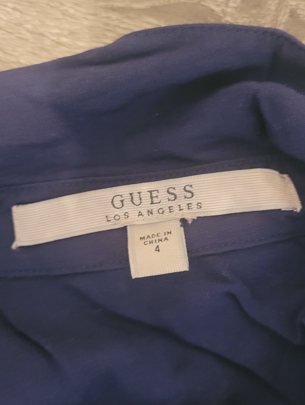 Vintage Guess Navy Blue  Embroidered Button-Front Shirt Dress Size 4 - Picture 4 of 11
